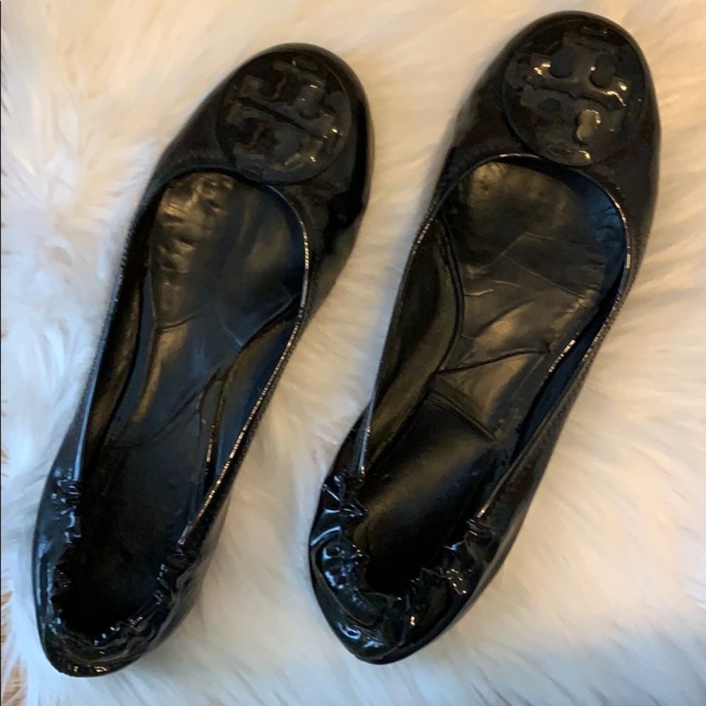 Tory Burch black patent leather ballet flats